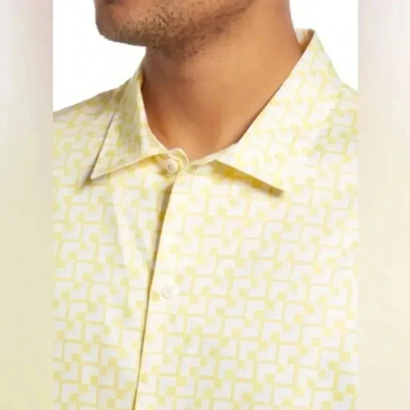 NEW Ted Baker Tiser Geo Print Short Sleeve Cotton Button Up size 5 XL - Picture 2 of 11